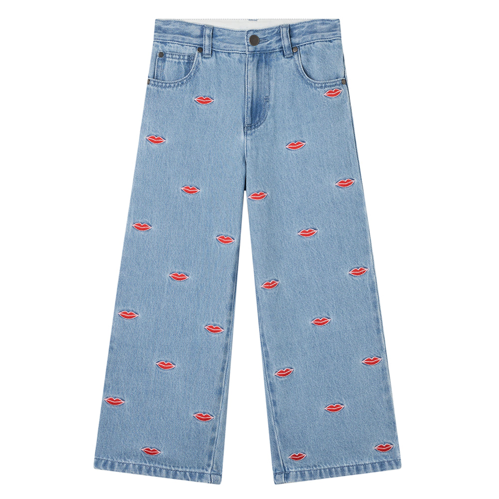 Stella mcCartney kids - Embro lips denim trousers