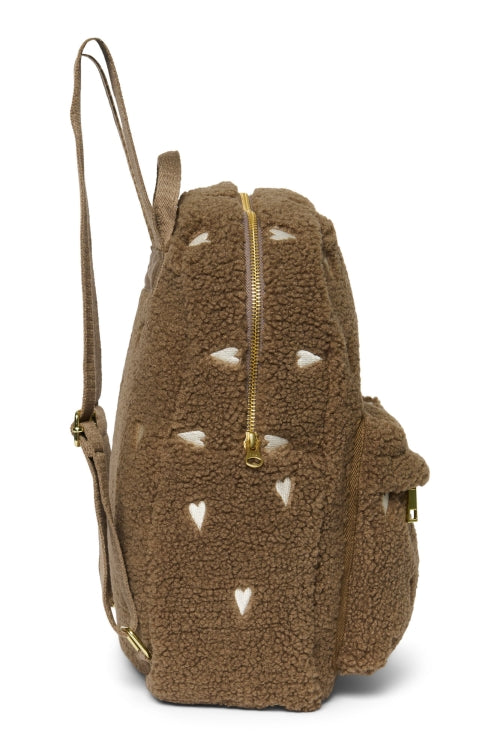 Studio noos - Brown Teddy Hearts MIDI Backpack with Front Pocket
