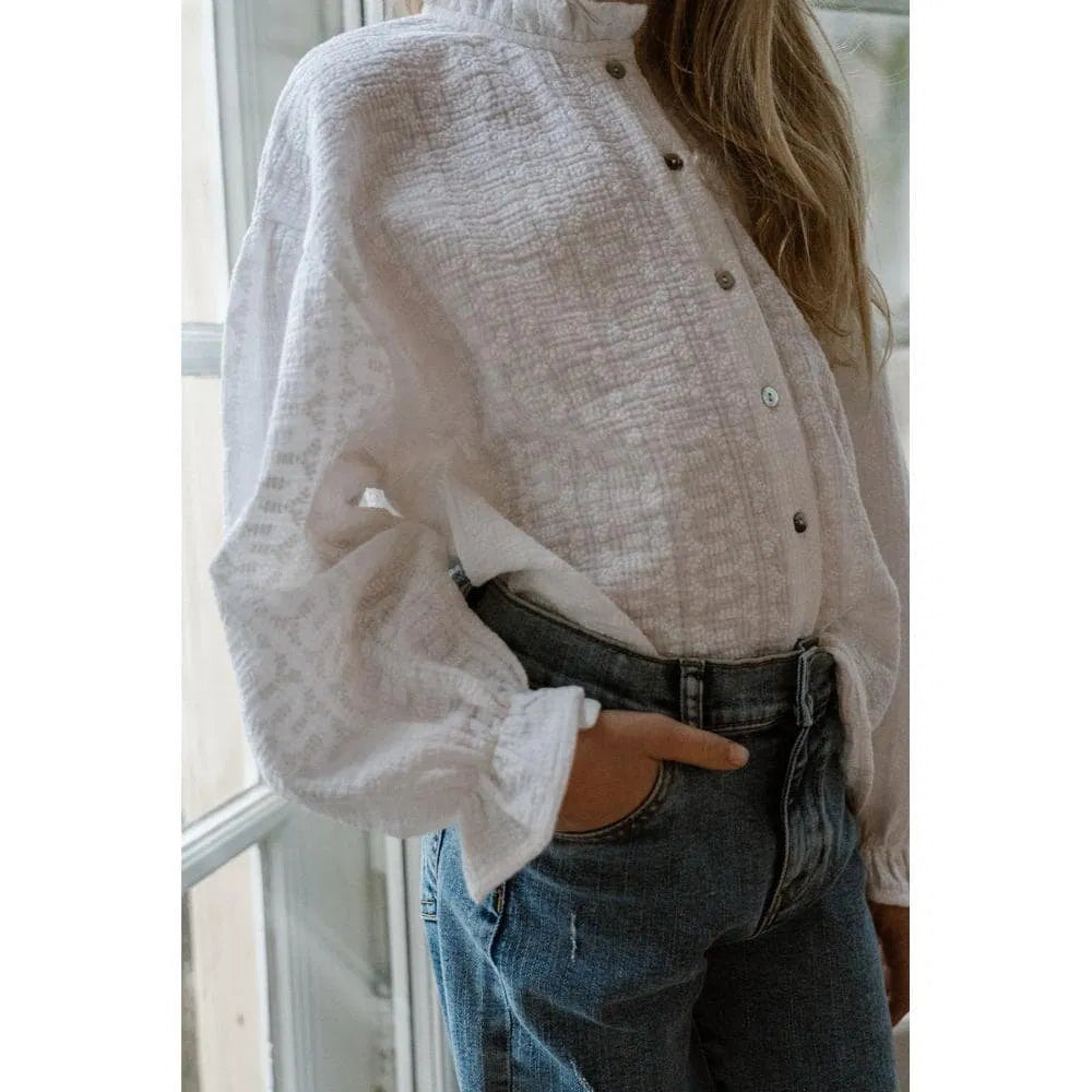 Navy natural - Tilda blouse - white broderie