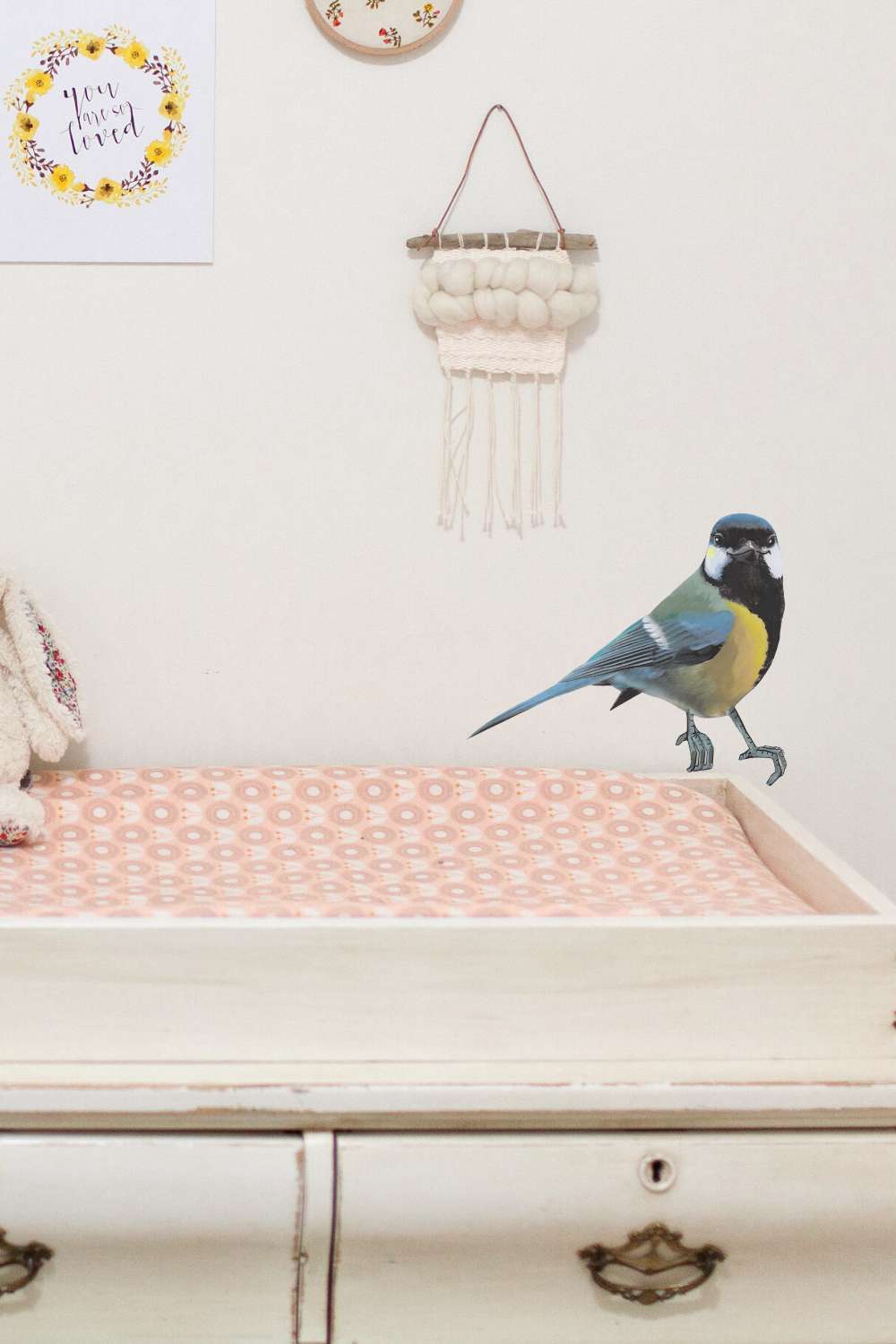 Sticky tales - Muursticker Vogel Kiki de Koolmees