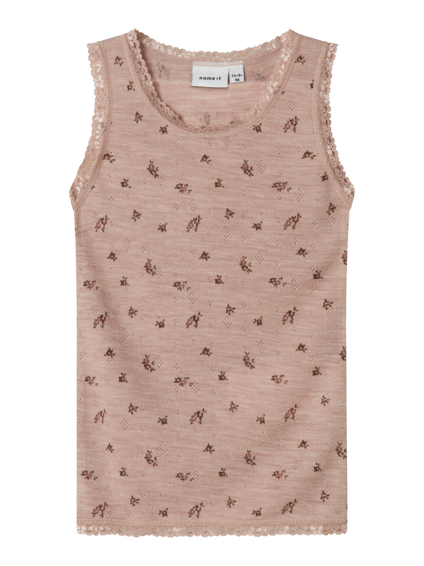 Name it - 100% wol tank top - Shadow gray small flowers