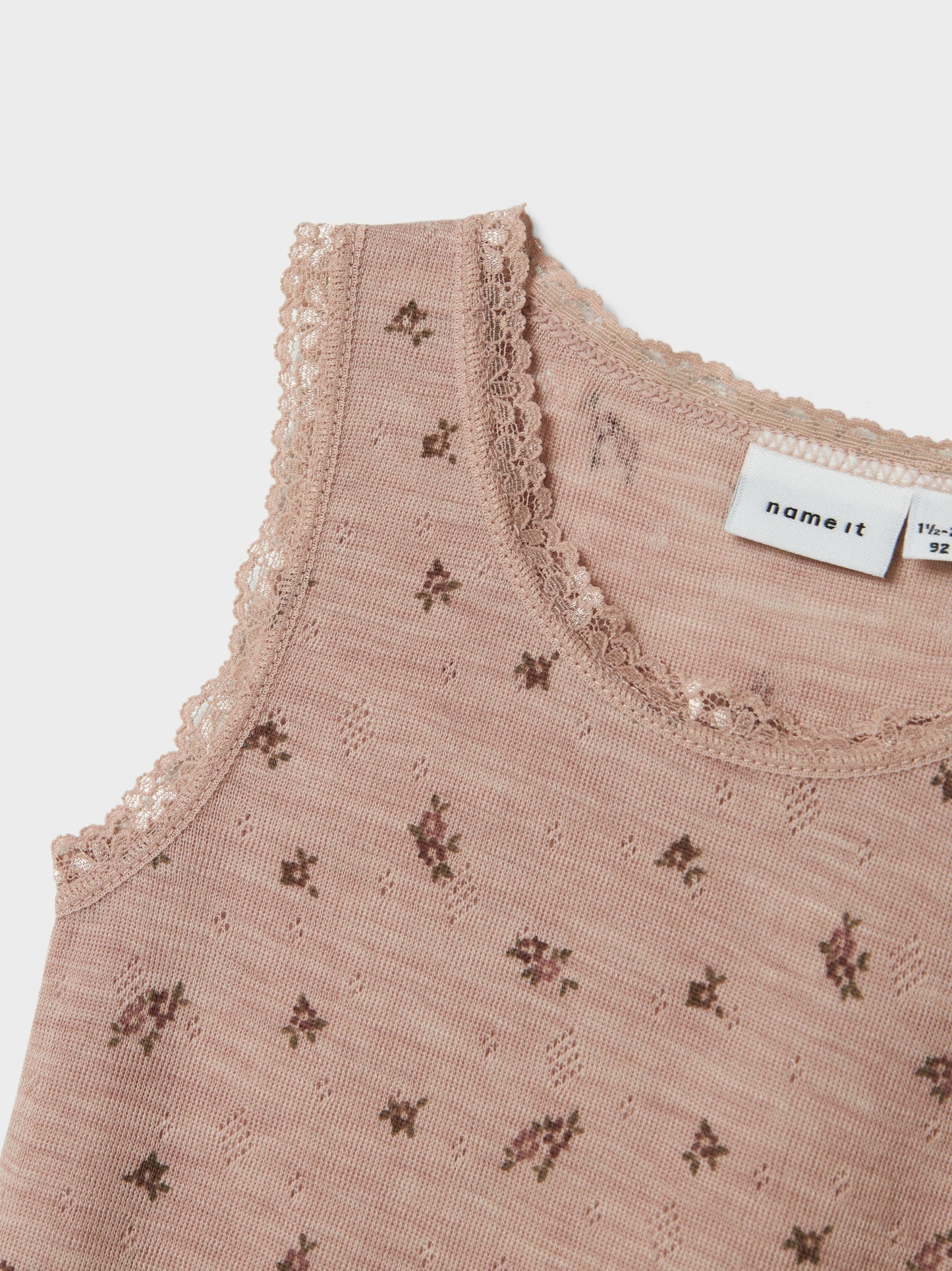 Name it - 100% wol tank top - Shadow gray small flowers