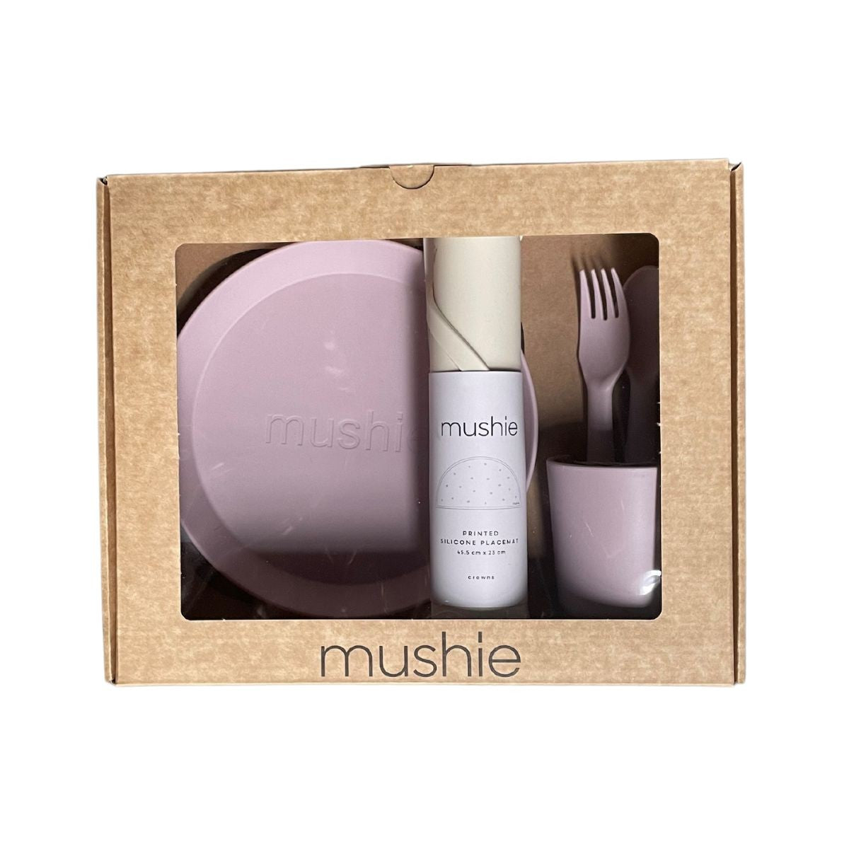 Mushie - Giftbox dinnerware round - Soft lilac