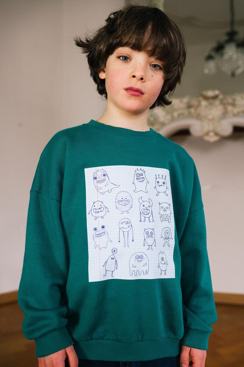 Daily brat - MONSTER COLLECTIVE SWEATER QUETZAL GREEN