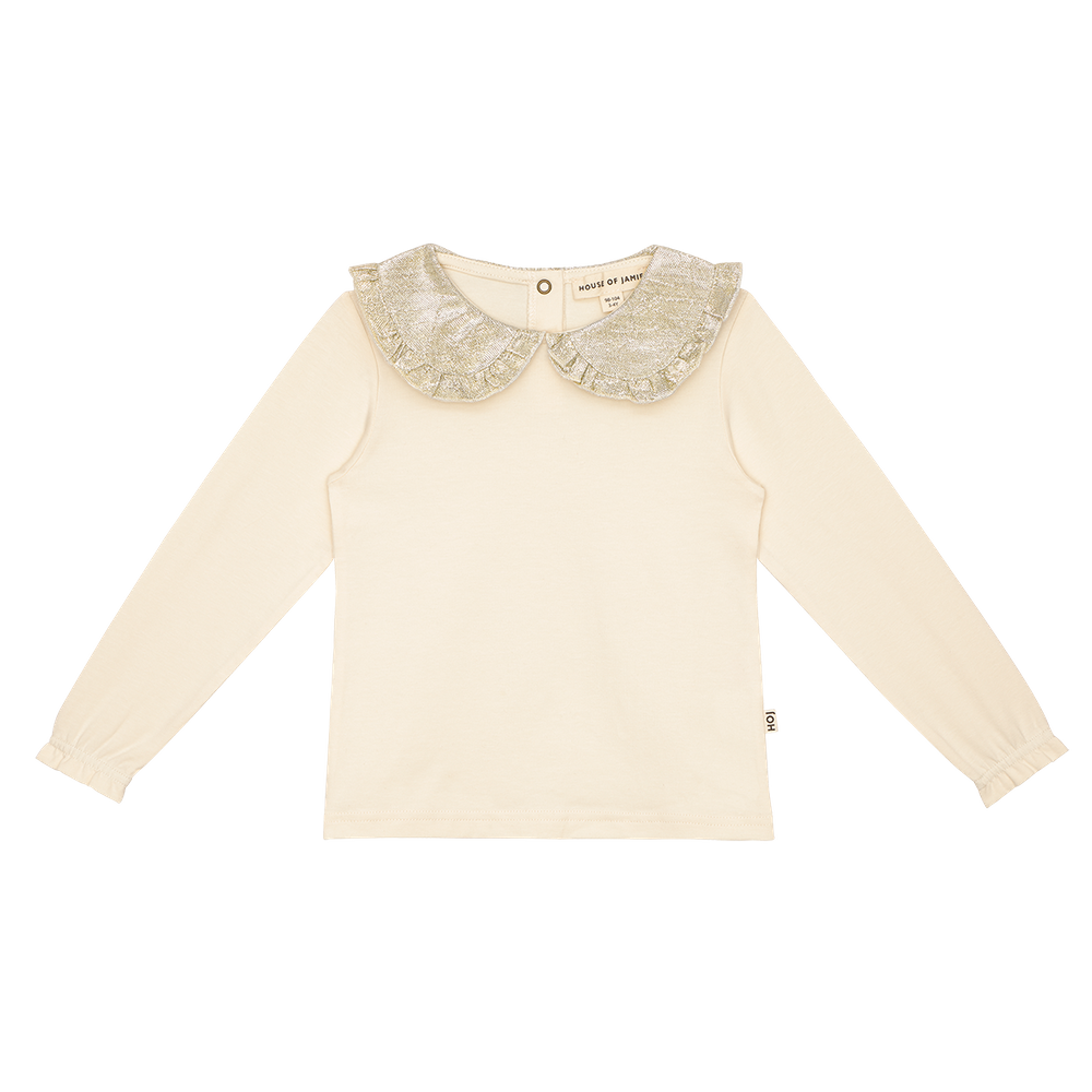 House of jamie - Collar Tee - Cream & Shimmer Gold