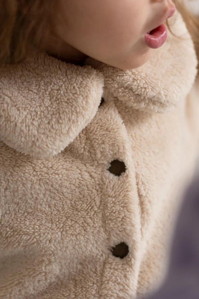 House of jamie - Plush Collar Cardigan - Oatmeal Kids