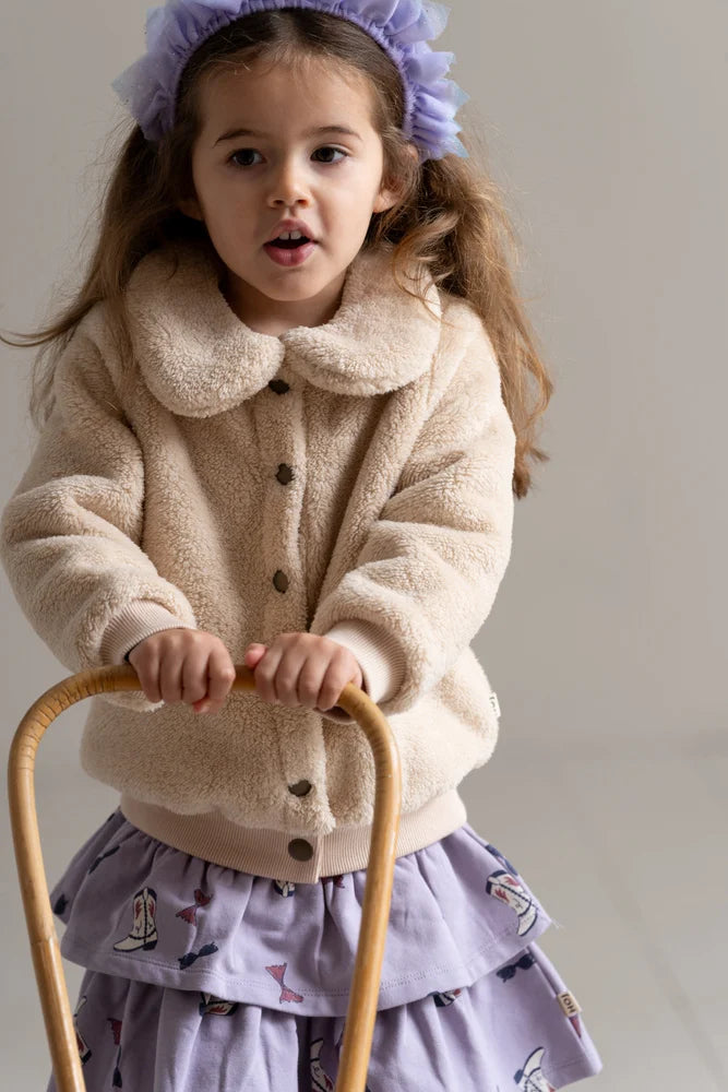 House of jamie - Plush Collar Cardigan - Oatmeal Kids