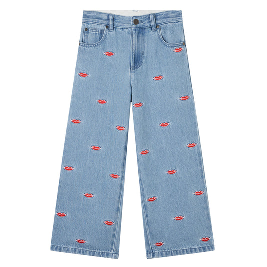 Stella mcCartney kids - Embro lips denim trousers
