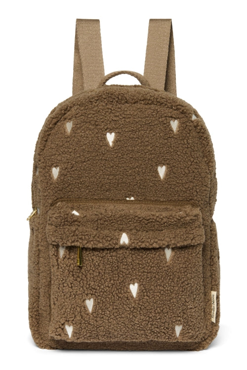 Studio noos - Brown Teddy Hearts MIDI Backpack with Front Pocket