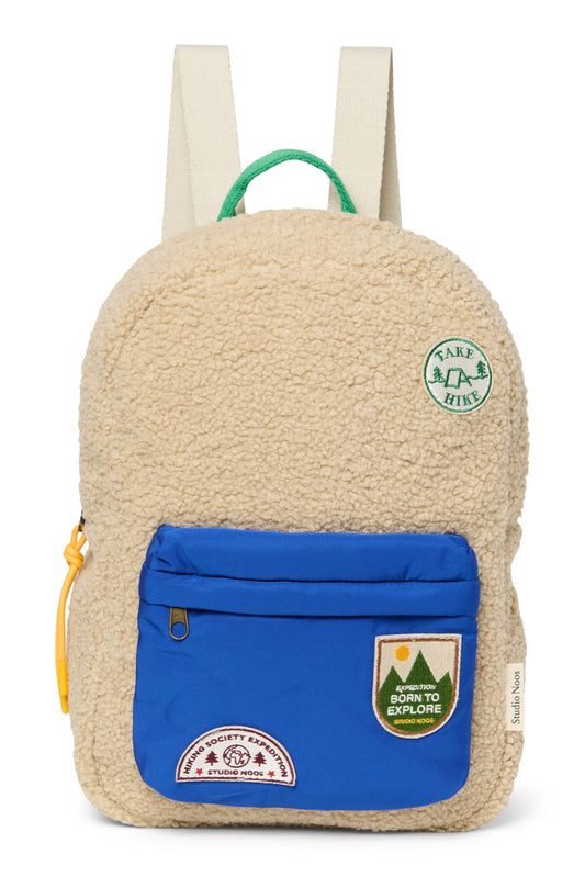 Studio noos - Teddy midi backpack - Ecru / cobalt