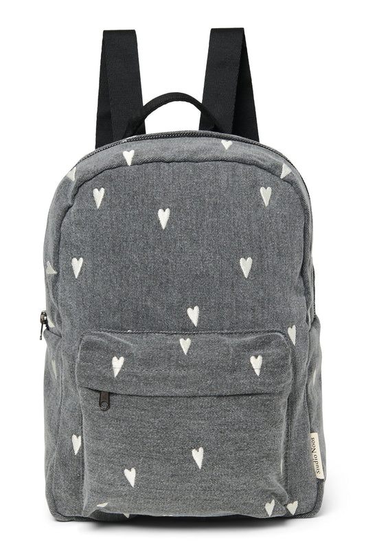 Studio noos - Denim midi backpack - Grey hearts