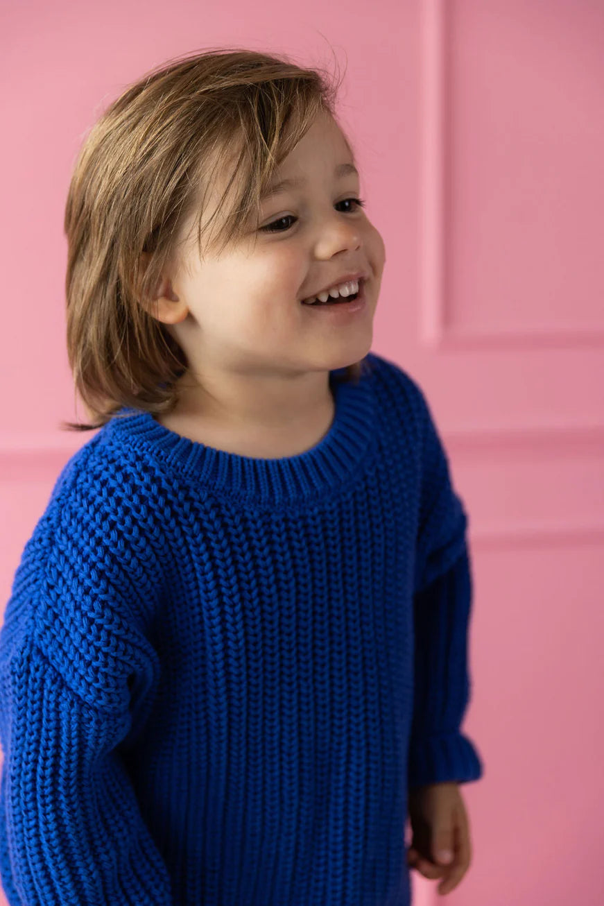 Yuki - Chunky Knitted Sweater - BLUEBERRY