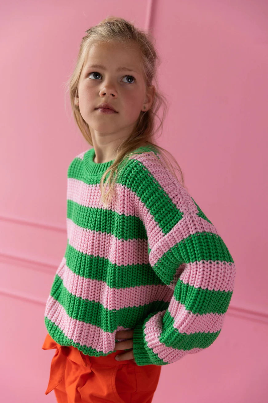 Yuki - Chunky Knitted Sweater - SPRING STRIPES