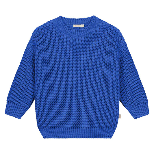 Yuki - Chunky Knitted Sweater - BLUEBERRY