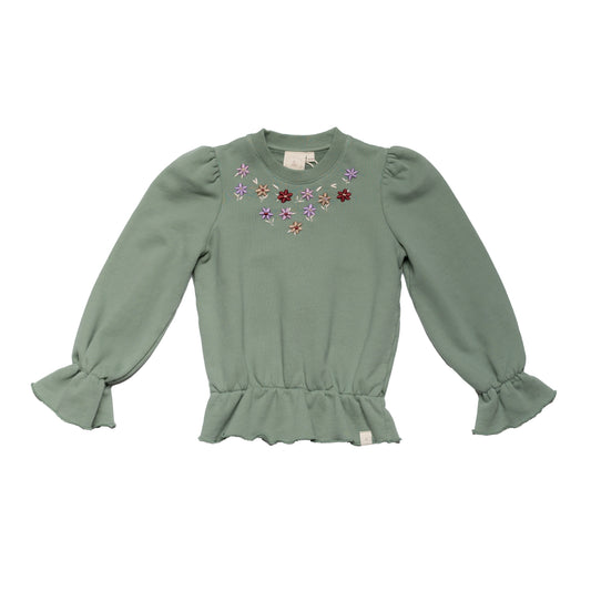 Navy naturel - Keesje sweater - green flower