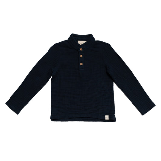 Navy naturel - Boys polo - Navy mousseline