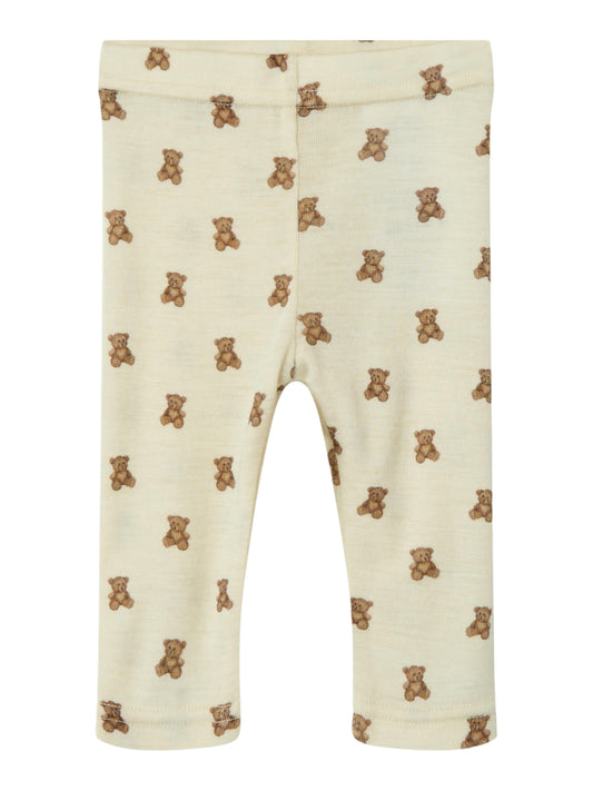 Lil atelier - Nalu legging merino wol - Turtledove bear