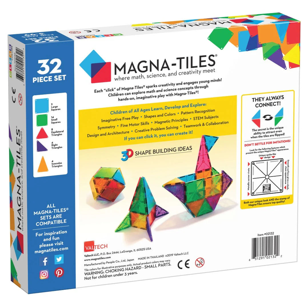 MAGNA-TILES® Clear Colors 32 Piece Set