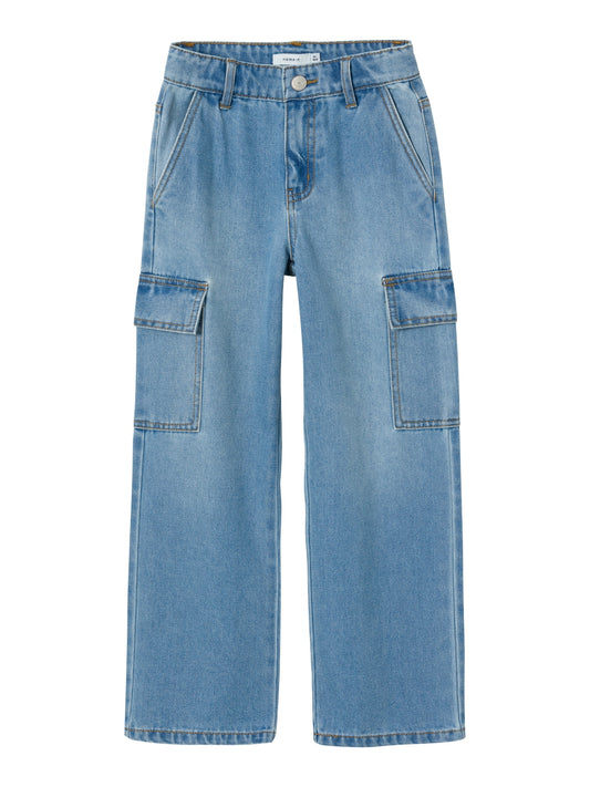 Name it - Rose wide cargo jeans - Light blue denim