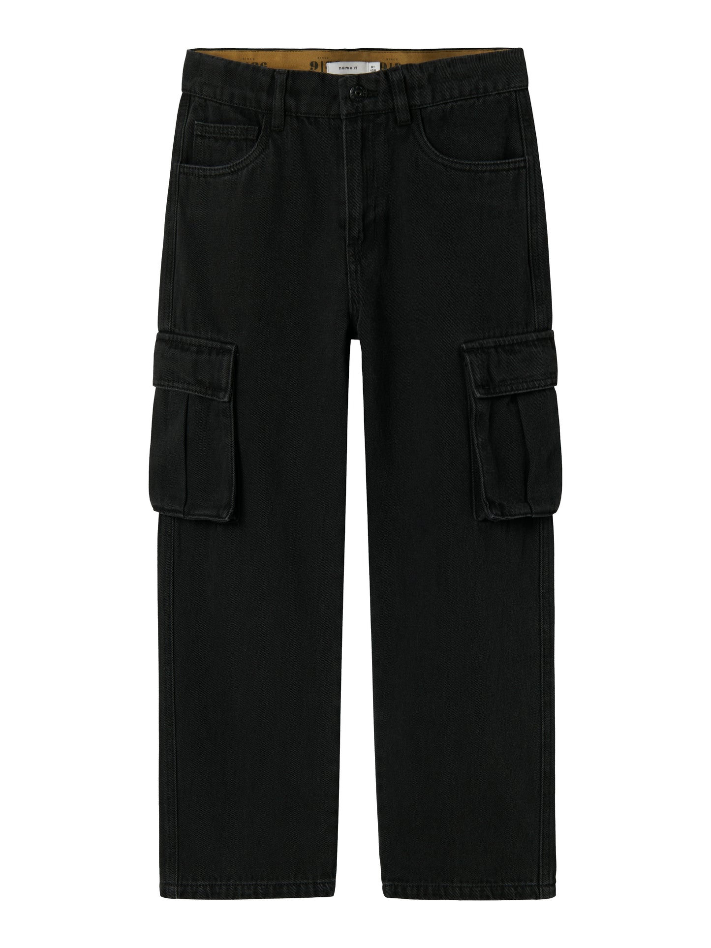 name it - Ryan straight cargo jeans - Black denim