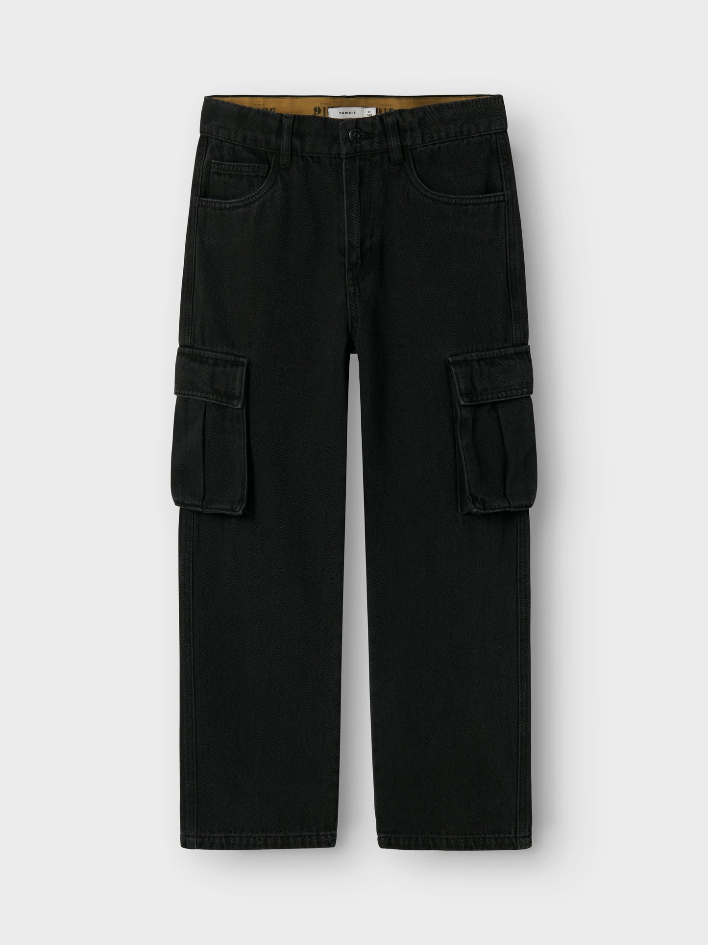 name it - Ryan straight cargo jeans - Black denim