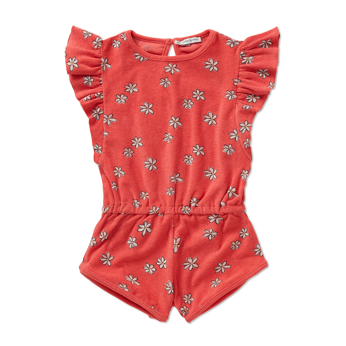 Sproet & Sprout - RUFFLE TERRY JUMPSUIT DAISIES PRINT