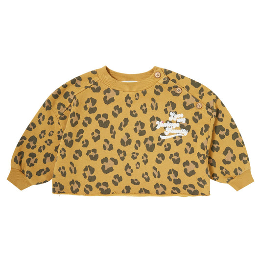 Tocoto vintage - PLUSH SWEATSHIRT ANIMAL PRINT - MUSTARD