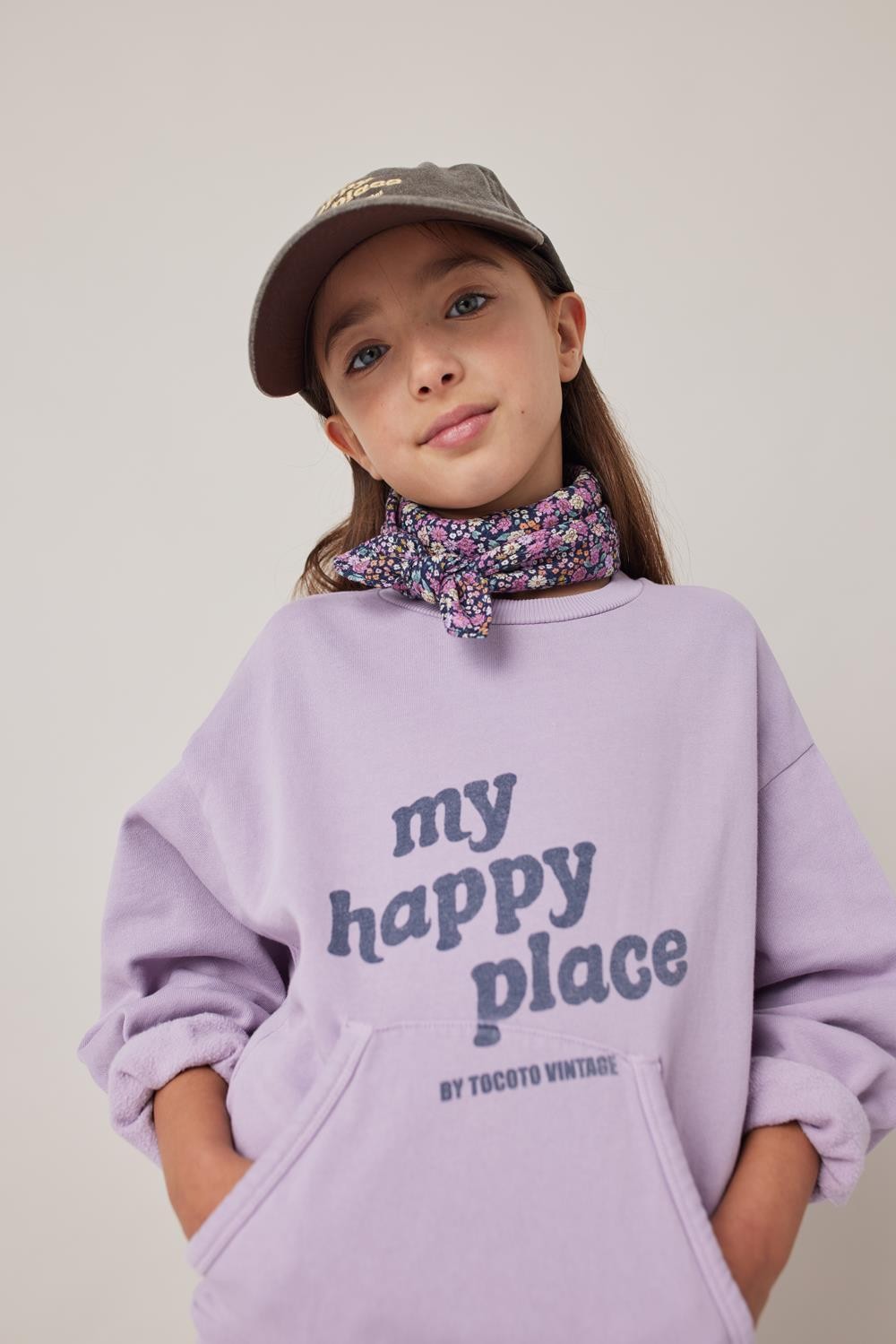 Tocoto vintage - POCKETS SWEATSHIRT " MY HAPPY PLACE"