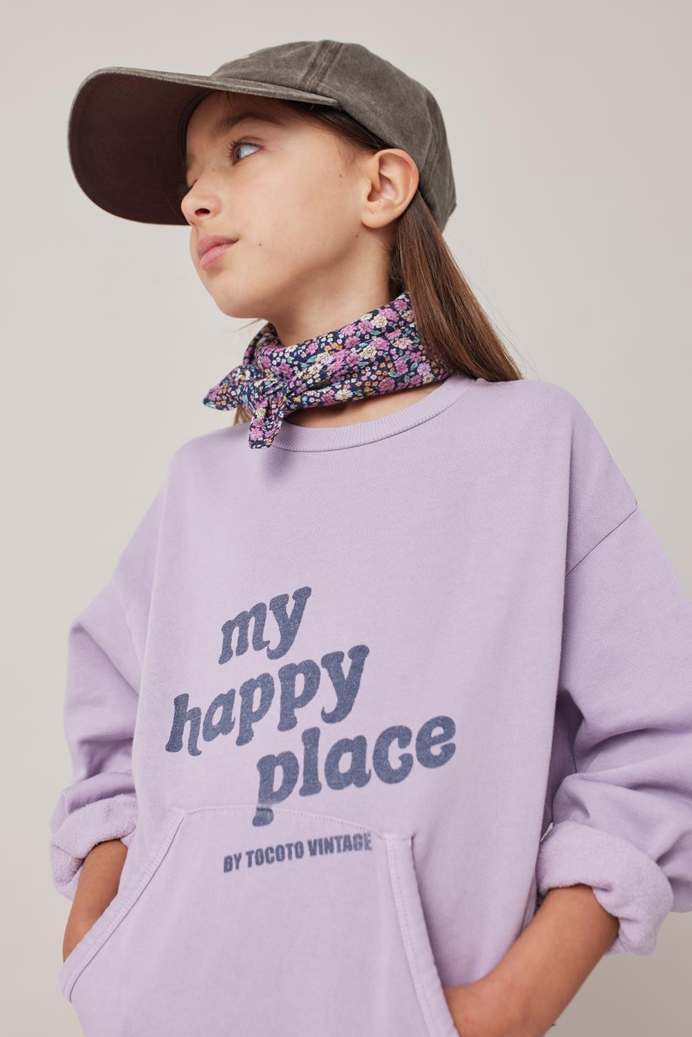 Tocoto vintage - POCKETS SWEATSHIRT " MY HAPPY PLACE"