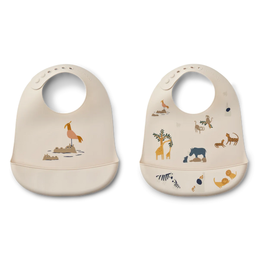 Liewood - Tilda Printed Bib 2-Pack - 1499 All together / Sandy