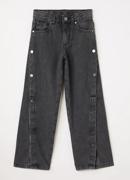 Stella mcCartney kids - Denim trousers with side buttons and logo