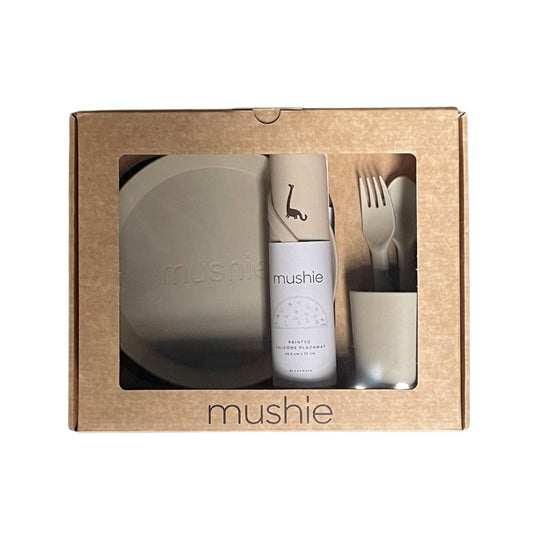 Mushie - Giftbox dinnerware round - Vanilla