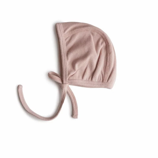 Mushie - Ribbed baby bonnet - Blush