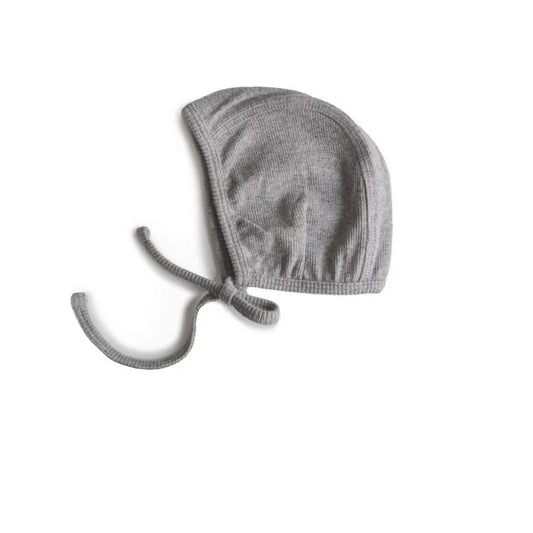 Mushie - Ribbed baby bonnet - Grey melange